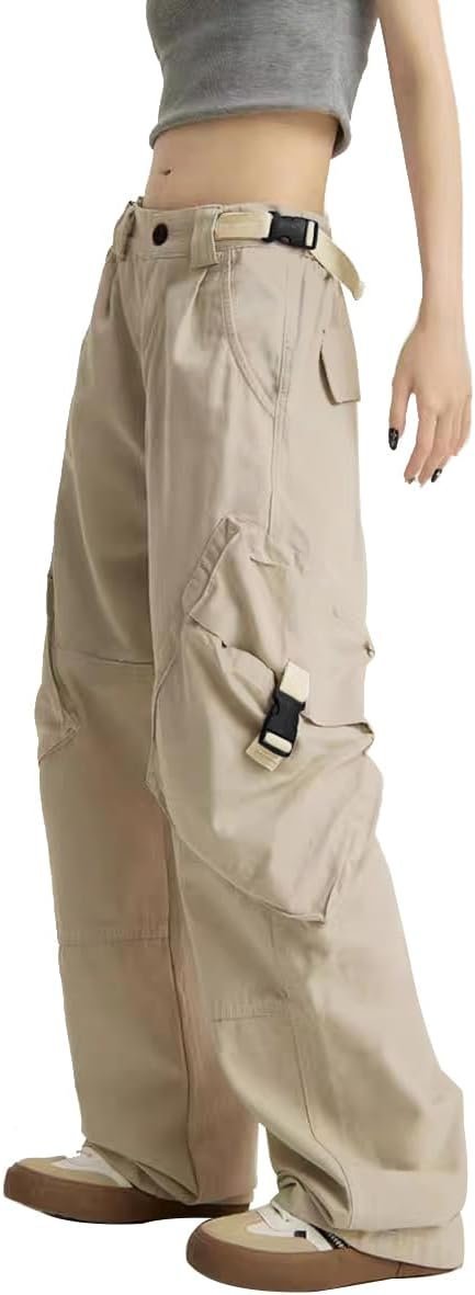 Women Baggy Adjustable Waist Women's Pants with Pockets Wide Leg Womens Trousers Comfy Fashion Techwear
