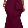 Women's Sexy Off The Shoulder Oversized Bow Applique Evening Gown Party Maxi Dress