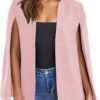 Womens Cape Blazer Split Sleeve Open Front Casual Jacket Coat Workwear
