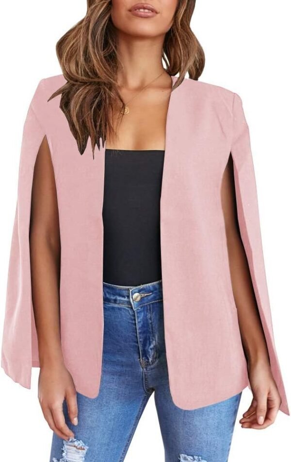 Womens Cape Blazer Split Sleeve Open Front Casual Jacket Coat Workwear