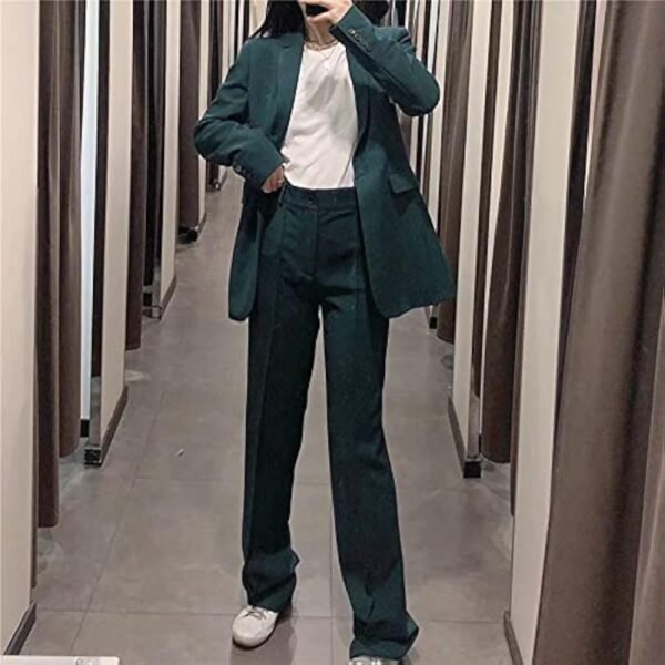 51O5mPmoZ_L._AC_US1200.jpg Woman Green High Waist Women Pants Fashion Width Leg Up Trousers Straight Pants Button Fly Office Female Pants (Size : Small)