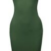 Women's Solid Fitted Classic Short Sleeve Premium Cotton Midi Dress