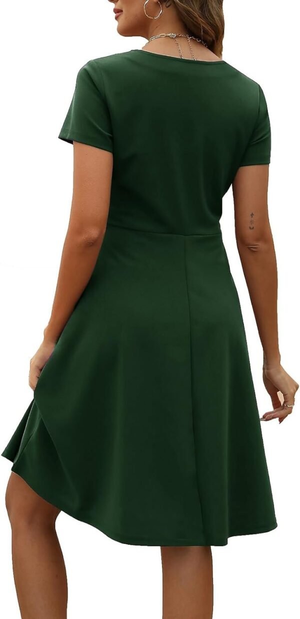 Women's Elegant Vintage Summer Sweetheart Neck Short Sleeve Casual Work Party Business A-Line Dress 163