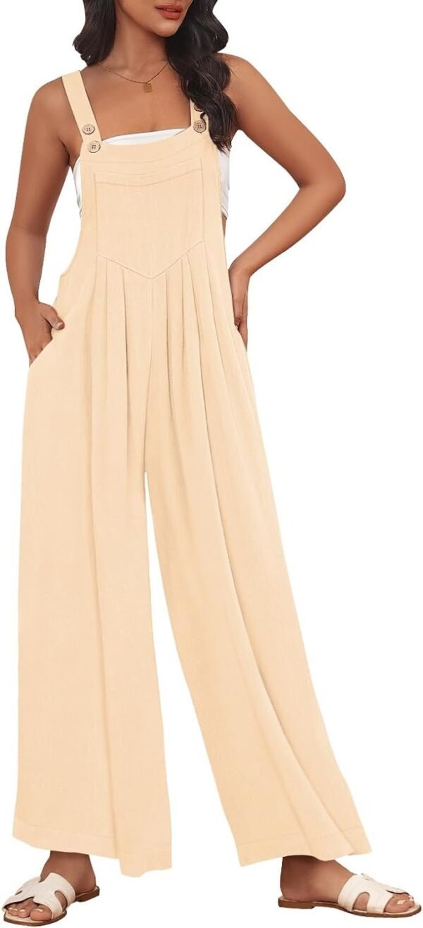 Womens Jumpsuits Overalls Wide Leg Casual Summer Outfits Rompers Jumpers Sleeveless Straps With Pockets 2024