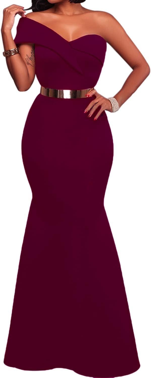 Women's Sexy Off The Shoulder Oversized Bow Applique Evening Gown Party Maxi Dress