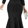 Women's Bodycon Midi Dress Long Sleeve 2024 Sexy V Neck Design and Belt