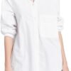 Women's Long Sleeve Shirts Button Down Blouse Cotton Tunic High Low Tops