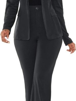 Fashion Womens Two Piece Blazer Outfits Long Sleeve Slim Fit Jacket with Long Pants Suit Set for Work