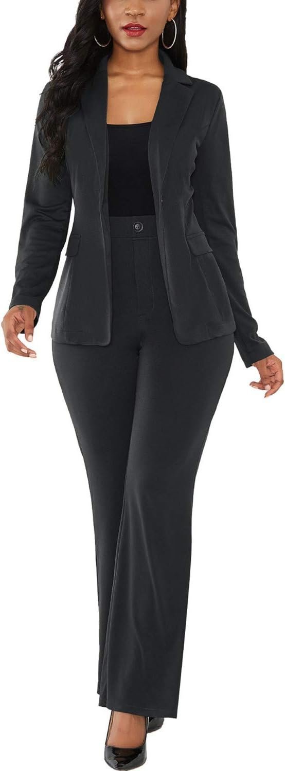 Fashion Womens Two Piece Blazer Outfits Long Sleeve Slim Fit Jacket with Long Pants Suit Set for Work