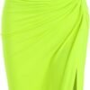 Women’s 2 Pieces Skirt with Crop Tank, High-Slit Twist Skirt Set Bodycon Dress for Party Club Nightout Cocktail