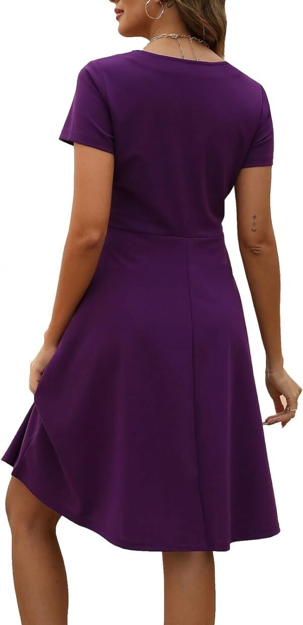 Women's Elegant Vintage Summer Sweetheart Neck Short Sleeve Casual Work Party Business A-Line Dress 163