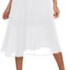 Women's Elastic High Wasit Pleated Skirt Woven Casual Midi Swing Skirt