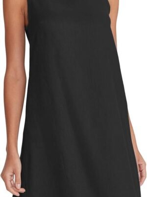 Women's Linen Sleeveless Shift Dress with Pockets Crew Neck Casual Tank Dress