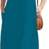 Women Summer Casual Bohemian Maxi Dress V-Neck Sleeveless Flowy Boho Floral Beach Long Dress with Pockets