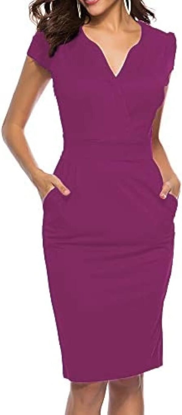 Women's Business Retro Cocktail Pencil Wear to Work Office Casual Dress