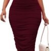 Women's Sexy One Shoulder Dresses Sleeveless Party Club Ruched Cocktail Wedding Guest Bodycon Midi Dress