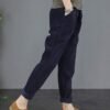 Women's Casual Corduroy Pants Comfy Pull on Elastic Waist Trousers Drawstring Cotton Pants