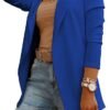 Womens Casual Long Sleeve Blazers Solid Color Knit Blazer Work Office Open Front Blazer Jacket