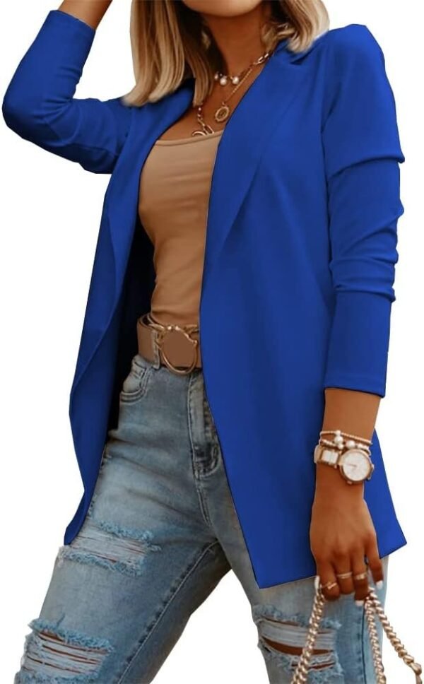 Womens Casual Long Sleeve Blazers Solid Color Knit Blazer Work Office Open Front Blazer Jacket