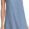 Women's Linen Sleeveless Shift Dress with Pockets Crew Neck Casual Tank Dress