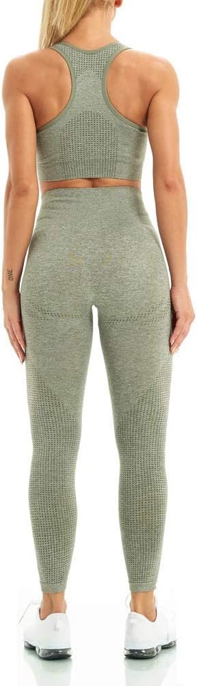 Women 2 Piece Workout Outfits Sports Bra Seamless Leggings Yoga Gym Activewear Set