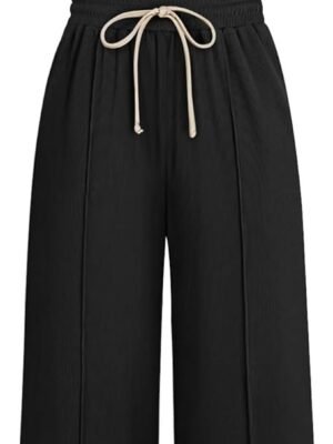 Women's 2024 Lounge Sets 2 Piece Summer Outfits Ribbed Crop Tank Tops Elastic High Waist Wide Leg Pants Matching Set