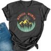 Women Mountain Camping T-Shirt Summer Camping Hiking Vacation Shirts Teen Girls Funny Forest Camper Tees Tops