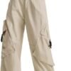 Women Baggy Adjustable Waist Women's Pants with Pockets Wide Leg Womens Trousers Comfy Fashion Techwear