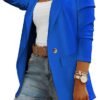 Womens Casual Long Sleeve Blazers Solid Color Knit Blazer Work Office Open Front Blazer Jacket