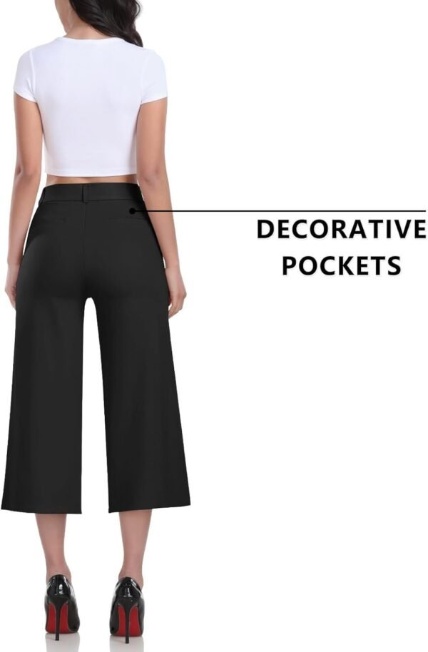 51mt5YyFPgL._AC_SL1500.jpg RIMLESS 7 Wide Leg Pants for Women Fashion Twill Cropped Trousers Business Casual Dress Pants Stretch Capris Work Slacks
