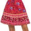 Women's Flared Short Skirt Floral/Solid Ruffle Mini Skater Skirt