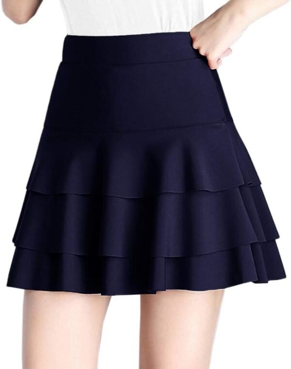 Stretchy Flared Ruffle Layered Mini Skater Skirts for Women