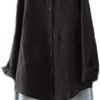 Women's Linen Shirts Button Down Long Tunic Tops Plus Size Blouse with Pockets