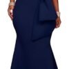 Women's Sexy Off The Shoulder Oversized Bow Applique Evening Gown Party Maxi Dress