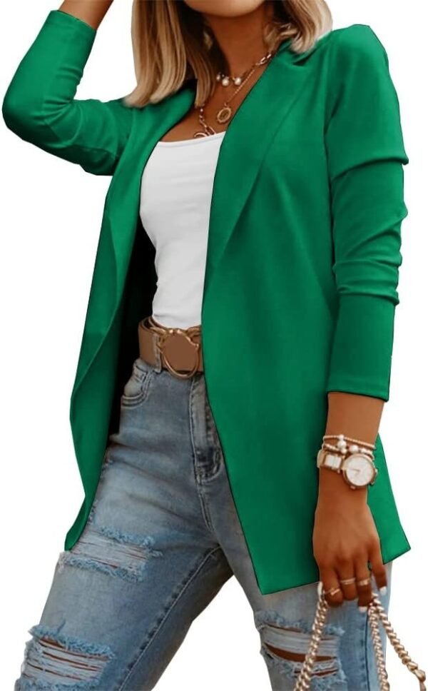 Womens Casual Long Sleeve Blazers Solid Color Knit Blazer Work Office Open Front Blazer Jacket
