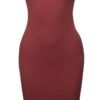 Women's Solid Fitted Classic Short Sleeve Premium Cotton Midi Dress
