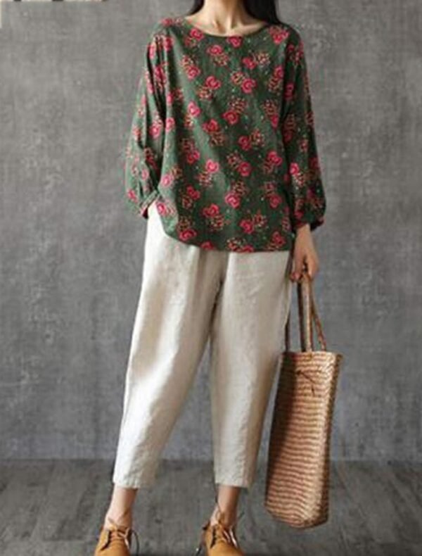 Women's Linen Cropped Pants Tapered Ankle Capris Trousers Elastic Waist