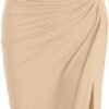 Women’s 2 Pieces Skirt with Crop Tank, High-Slit Twist Skirt Set Bodycon Dress for Party Club Nightout Cocktail