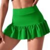 Women Stretchy Flared Ruffle Layered Mini Tennis Skater Skirts with Short