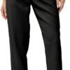 Women's High Waisted Business Trousers Straight Leg Pleated Office Slacks Pants