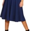Women's Basic Elastic Waist A-line Solid Flared Midi Skirt