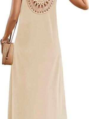 Women's Summer Sleeveless Sundress Casual Loose Long Maxi Dresses Beach Cover Up Dress
