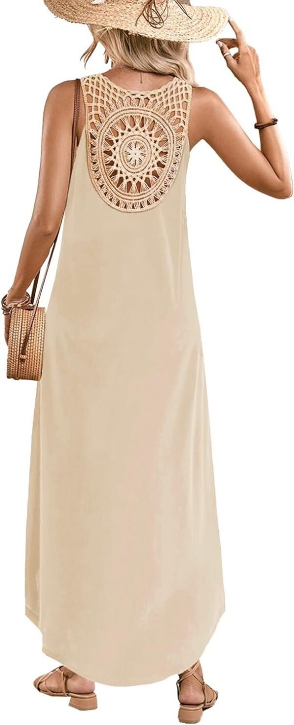 Women's Summer Sleeveless Sundress Casual Loose Long Maxi Dresses Beach Cover Up Dress