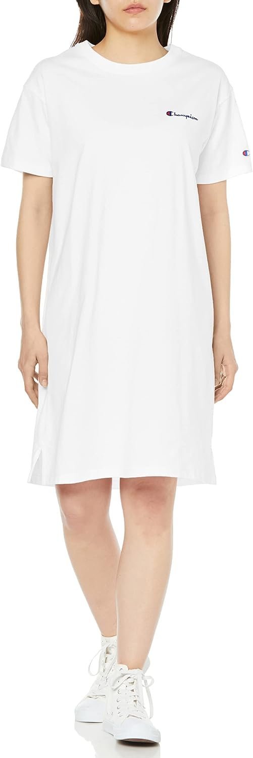Short Sleeve Round Neck Cotton USA Script Logo Dress Women's Basic