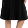 Women's A-Line Elastic High Waist Flare Work Midi Knee Length Stretchy Skirt