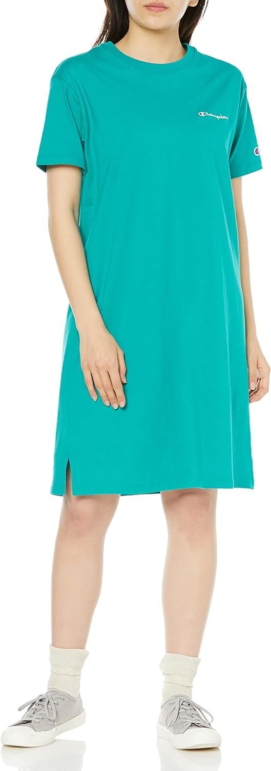 Short Sleeve Round Neck Cotton USA Script Logo Dress Women's Basic