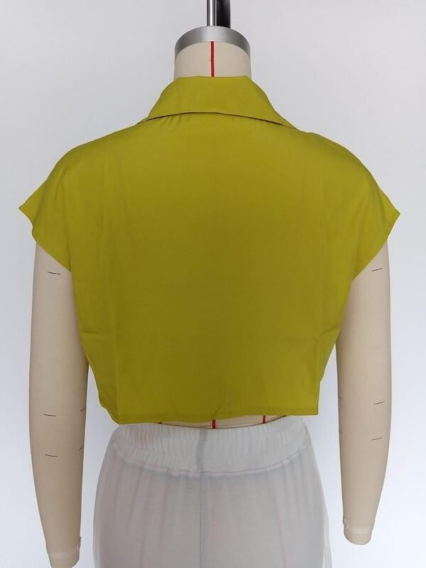 2024 Women's Summer Cute Button Down Shirts Crop Tops Fashion Lapel Cap Sleeves Blouse Trendy Streetwear