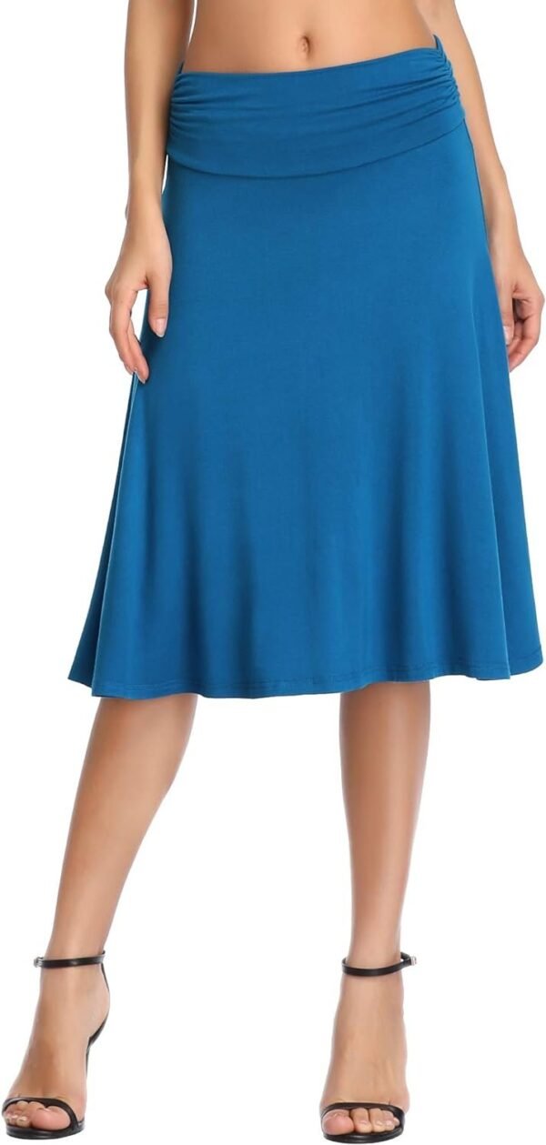 Women's Ruched Waist Stretchy Flared Yoga Skirt High Waist Midi Skirt for Women