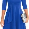 Womens 2024 Elegant Ruffle Sleeve Flared A Line Swing Casual Party Cocktail Dresses
