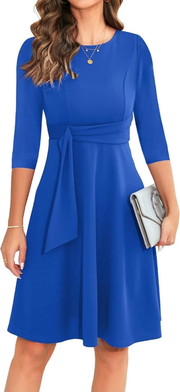Womens 2024 Elegant Ruffle Sleeve Flared A Line Swing Casual Party Cocktail Dresses